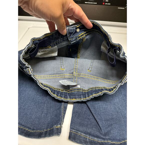 Wonder Nation Girls Shorts Sz 10 Denim Longer Length Dark Blue Jean Adjustable - Picture 7 of 7